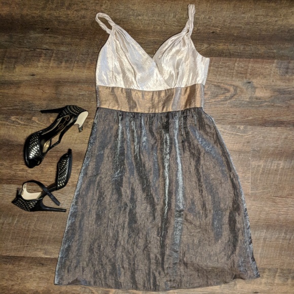 Adrianna Papell Dresses & Skirts - Adrianna Papell Tan/Gold Metallic Twist Strap  8